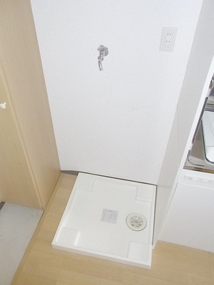 Washroom. Washing machine in the room