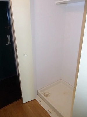 Washroom. Washing machine in the room