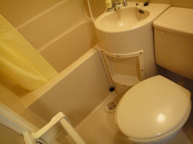 Bath. Clean bus toilet