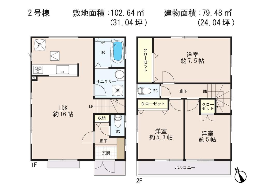 Floor plan. 42,800,000 yen, 3LDK, Land area 102.64 sq m , Building area 79.48 sq m