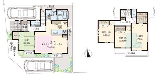 Floor plan. (15 Building), Price 56,430,000 yen, 4LDK, Land area 119.61 sq m , Building area 95.42 sq m