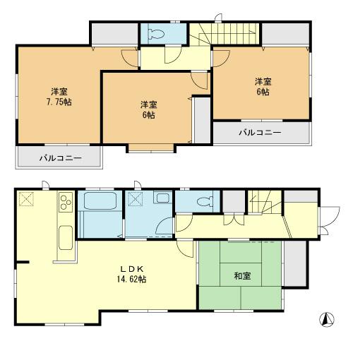 Floor plan. 49,800,000 yen, 4LDK, Land area 129.77 sq m , Building area 95.01 sq m