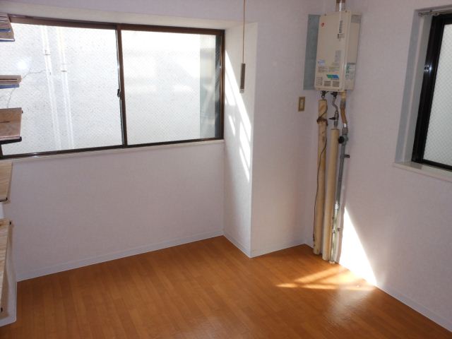 Living and room. Stylish shelf will is attached to the wall of the room ☆