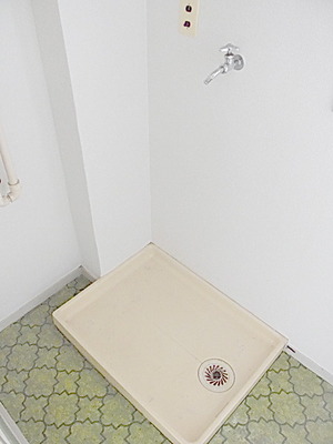 Washroom. Washing machine in the room