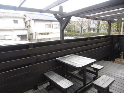 Balcony. Wood deck