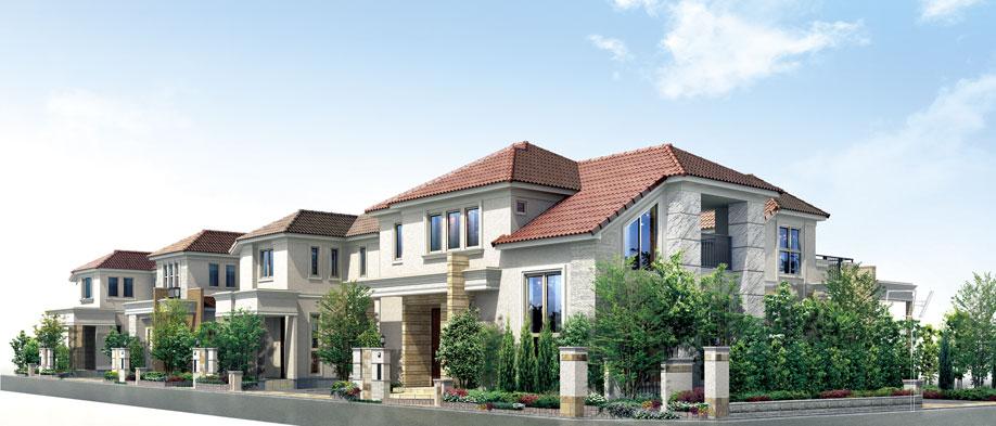 Cityscape Rendering. Make the streets a sense of unity in a bright and airy open outside the structure, "the city of light.", Using a blindfold wall to approach, Make the stance of the mansion, "the city of wind". 14 House is imposing birth in the land of all the mansion site area 128 sq m more than clear. (Cityscape Rendering CG ※ 1)