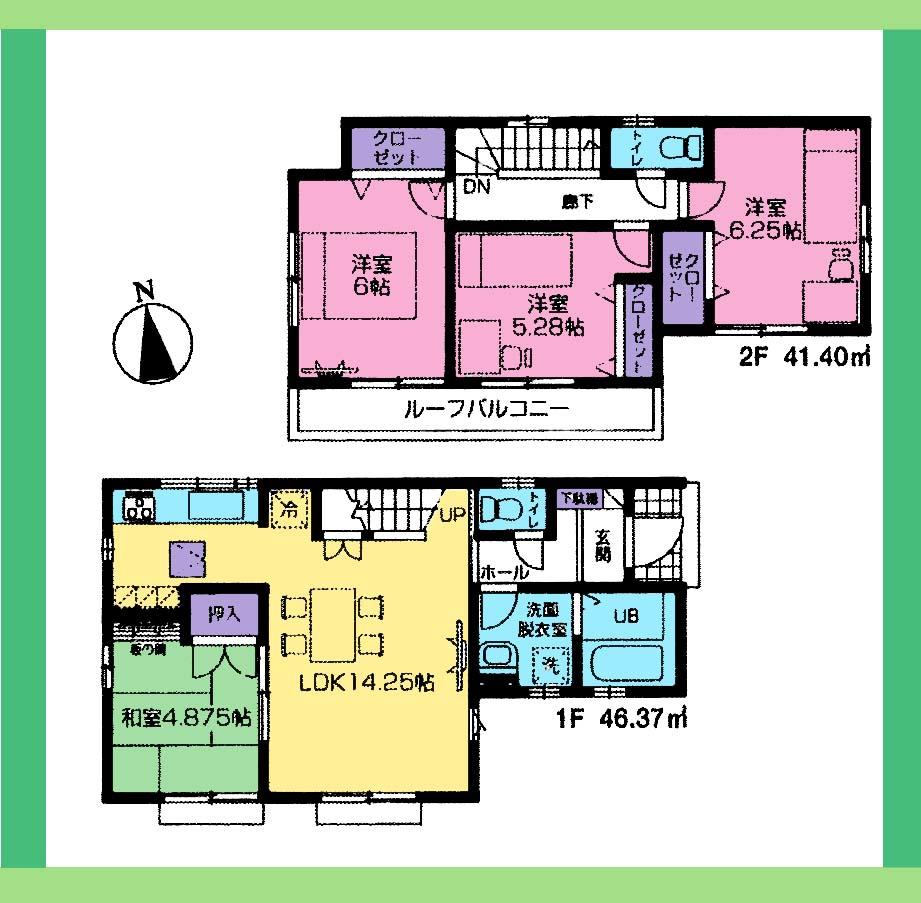 Floor plan. (Building 2), Price 49,800,000 yen, 4LDK, Land area 110.15 sq m , Building area 87.77 sq m