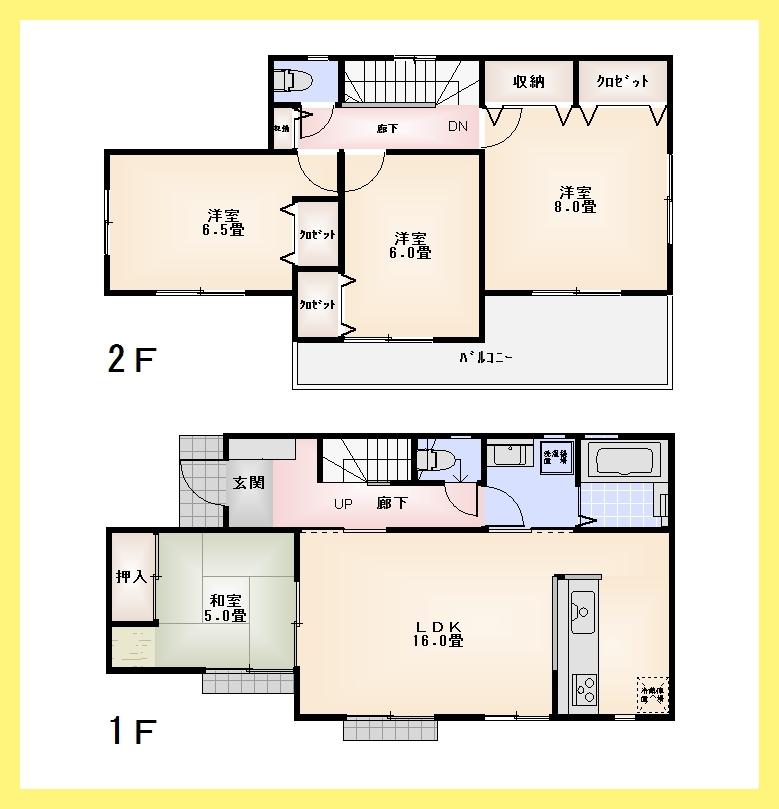Floor plan. 43,800,000 yen, 4LDK, Land area 130.43 sq m , Building area 99.36 sq m