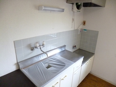 Kitchen. Gasukitchin two-necked installation type Storage is also plenty of