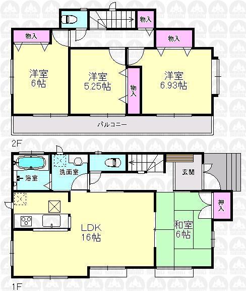 Floor plan. (1 Building), Price 43,300,000 yen, 4LDK, Land area 145.5 sq m , Building area 96.68 sq m