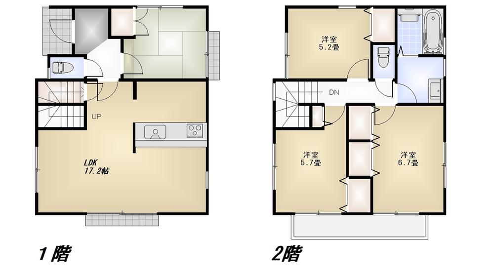 Floor plan. 53,800,000 yen, 4LDK, Land area 90.1 sq m , Building area 92.34 sq m