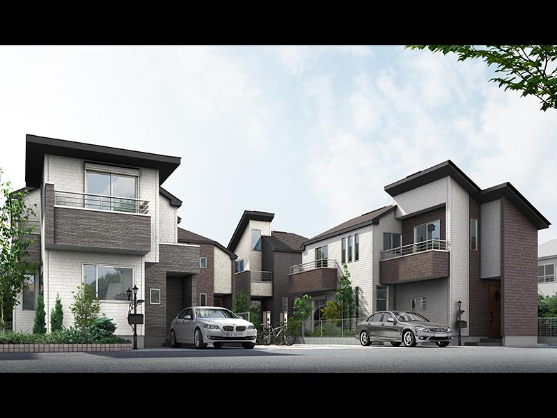 Rendering CG / To have a large space in the center of the Town, Distribution building plans sunlight gather. 