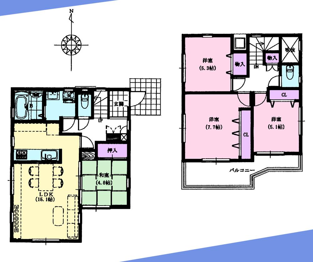 Floor plan. (B Building), Price 43,800,000 yen, 4LDK, Land area 115.36 sq m , Building area 91.16 sq m