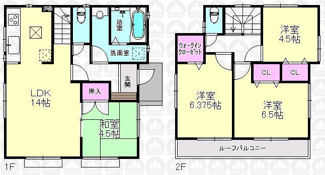 Floor plan. (3 Building), Price 45,800,000 yen, 4LDK, Land area 110.61 sq m , Building area 87.56 sq m