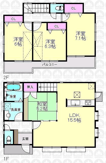 Floor plan. 49,800,000 yen, 4LDK, Land area 117.98 sq m , Building area 94.32 sq m