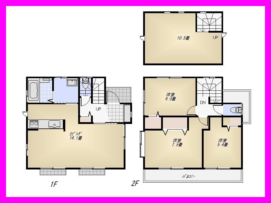 Floor plan. (B Building), Price 40,800,000 yen, 3LDK, Land area 104.22 sq m , Building area 82.91 sq m