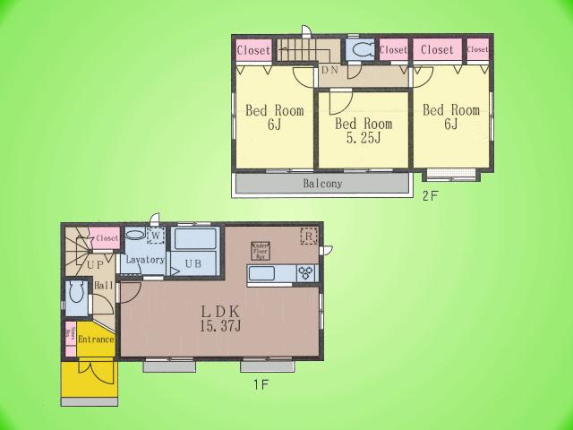 Floor plan. (C Building), Price 43,800,000 yen, 3LDK, Land area 101.5 sq m , Building area 80.72 sq m