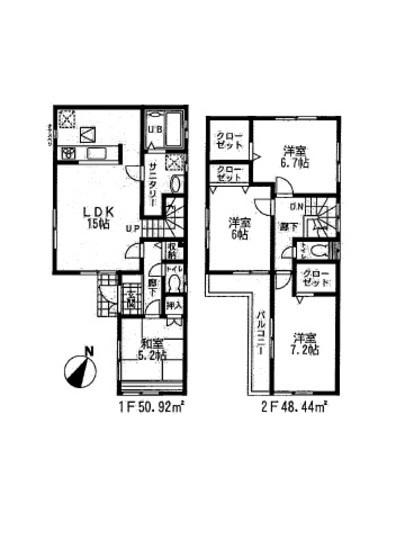 Floor plan. 45,800,000 yen, 4LDK, Land area 94.34 sq m , Building area 99.36 sq m floor plan