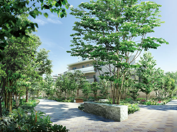 Shared facilities.  [Machikado Square Rendering] In the northwest corner of the site, The Machikado plaza, which is also open to local residents. Of course, walk, The relaxation of the place and the play of the square. Also, Such as the bench provided in the plaza will be a place for communication, You can take advantage of various.