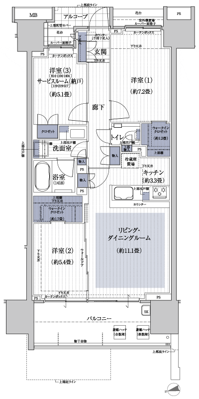 Floor: 2LDK + S + 2WIC ・ 3LDK + 2WIC, the area occupied: 74.5 sq m, Price: 43,800,000 yen, now on sale