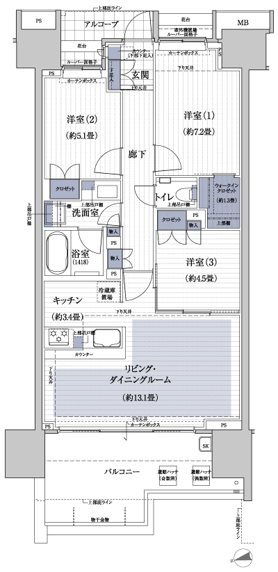 Floor: 3LDK + WIC, the area occupied: 74.5 sq m, Price: 44,600,000 yen, now on sale