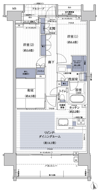 Floor: 3LDK + WIC, the occupied area: 77.25 sq m, Price: 48,400,000 yen ・ 49,400,000 yen, now on sale