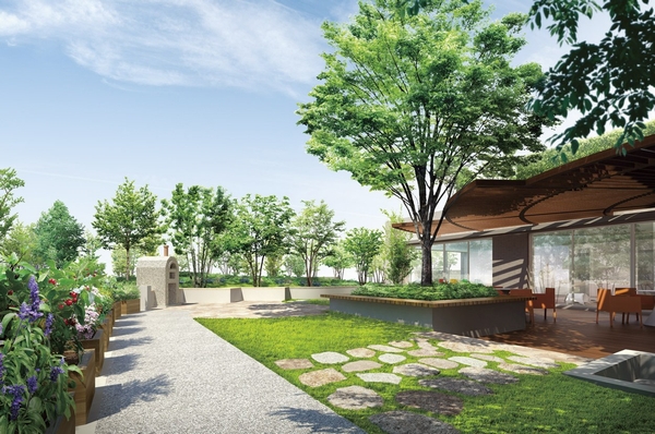  [Stone oven kitchen with the wind of the hill terrace] (Rendering) enjoy the growth and harvest of vegetables "garden Garden" also have