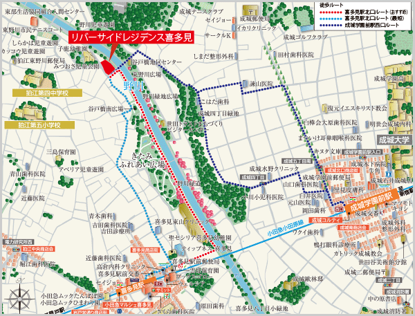 Surrounding environment. Birth to the city that combines wrapped in moisture of the green and the water living environment. (Local guide map)