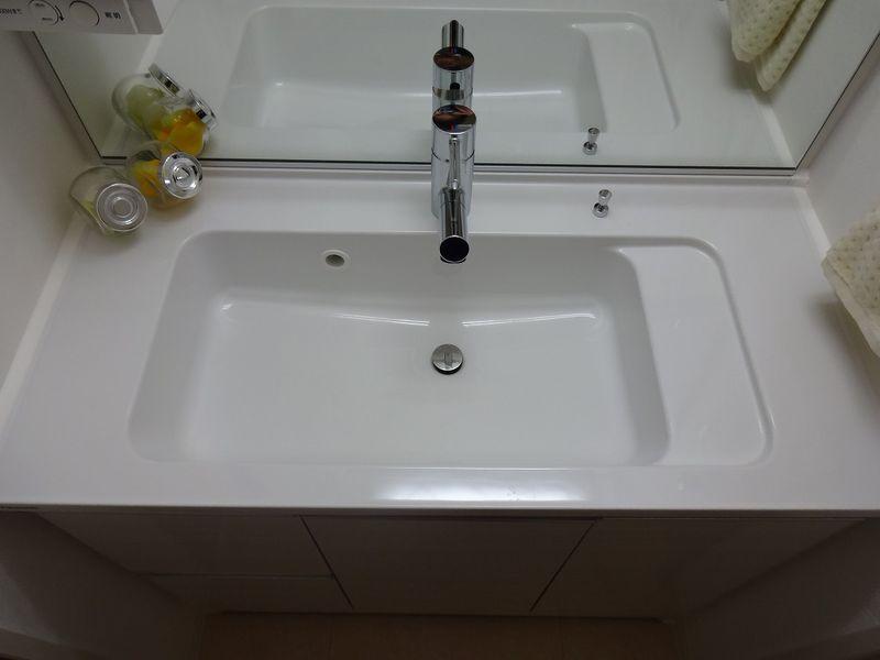 Wash basin, toilet. Bathroom vanity