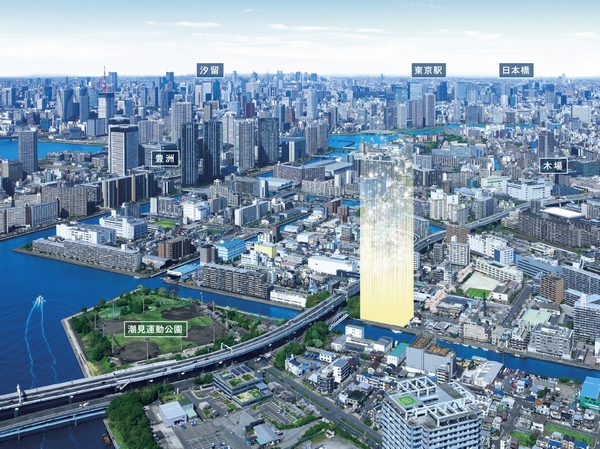 Surrounding environment. Living environment is evaluated to achieve both inner city convenience and moisture, Good location for local hope the canal to the "south", even in the Canal area, which a number of apartments built. (Helicopter shot ※ In fact a somewhat different in those subjected to some CG work on aerial photographs of the April 2012 shooting)