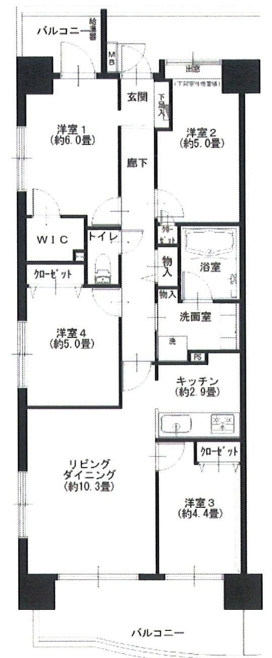 Floor plan. 3DK, Price 26,900,000 yen, Footprint 55 sq m , Balcony area 6.5 sq m