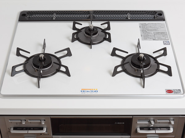 Kitchen.  [Two short beeps and a stove] To all of the burner part (except grill section), Sensing the temperature of the pan bottom to prevent the ignition of the oil will have a "SI sensor". Also, Scorching is with digestive function.