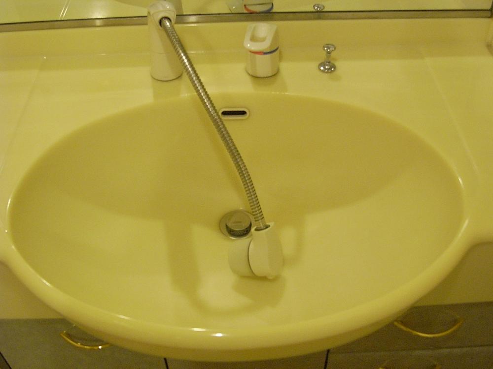 Wash basin, toilet. Shampoo for the shower faucet