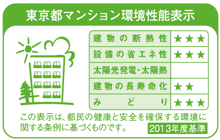 Building structure.  [Tokyo Metropolitan Environmental performance display] Based on the efforts of the building environment plan that building owners will be submitted to the Tokyo Metropolitan Government, 5 has been evaluated in three stages for items.  ※ For more information see "Housing term large Dictionary"