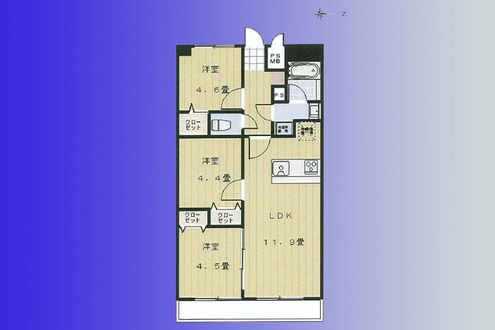 Floor plan. 3LDK, Price 20.8 million yen, Footprint 56 sq m , Balcony area 6.97 sq m «floor plan» Already the new interior renovation. Enjoy the view overlooking the canal.