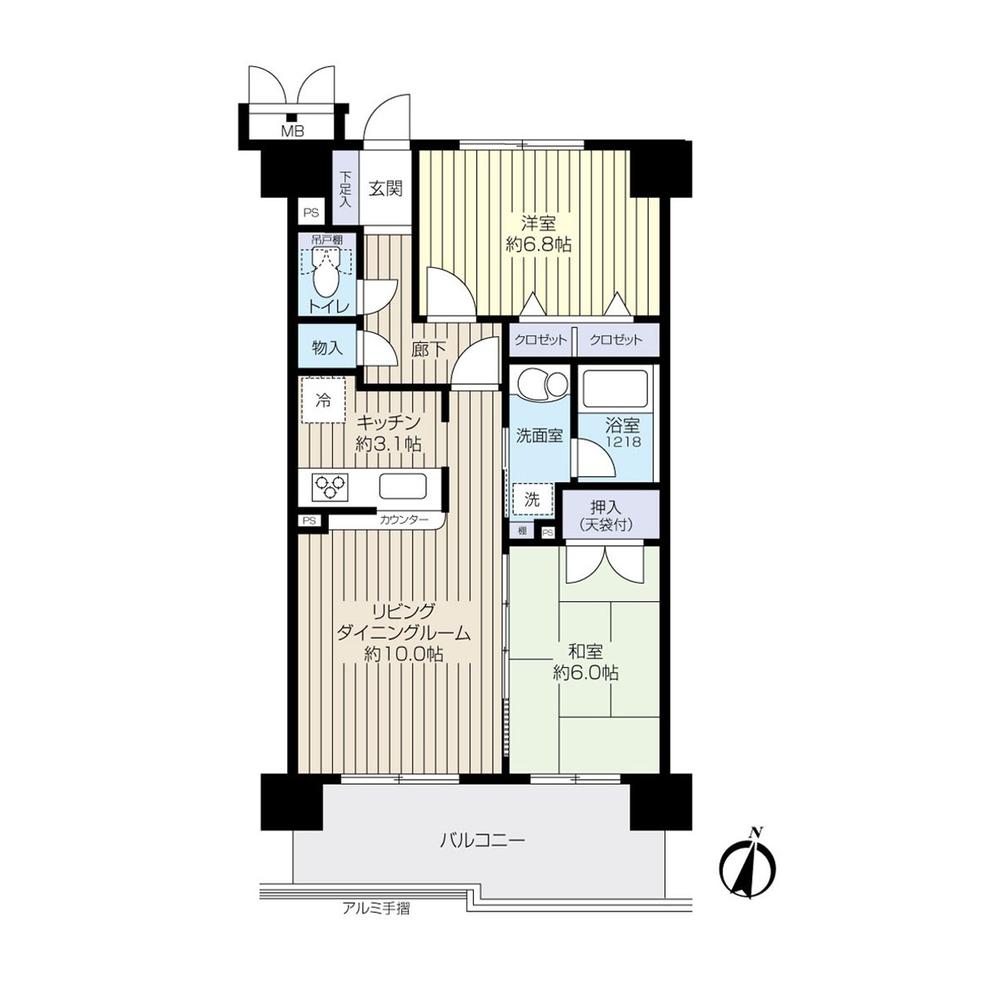 Floor plan. 2LDK, Price 27,800,000 yen, Footprint 60 sq m , Balcony area 11.42 sq m 2LDK, Facing south, 5 is a floor.