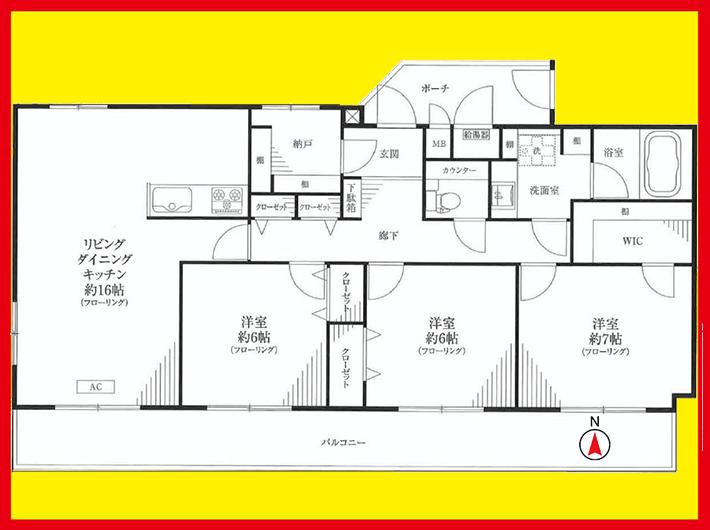 Floor plan. 3LDK, Price 39,800,000 yen, Occupied area 91.34 sq m , Balcony area 19.08 sq m