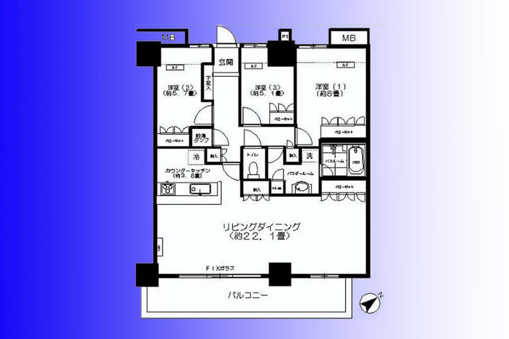 Floor plan. 3LDK, Price 69,800,000 yen, The area occupied 100.3 sq m , Balcony area 15.3 sq m floor plan