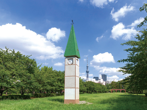 Surrounding environment. Metropolitan Sarue Imperial Park (WT about 1610m ・ Bike about 7 minutes ・ Walk 21 minutes, ET about 1620m ・ Bike about 7 minutes ・ Walk 21 minutes) baseball field and Koto Auditorium, Tennis courts and a green and open square, Is the Metropolitan Park to expand the park service center.