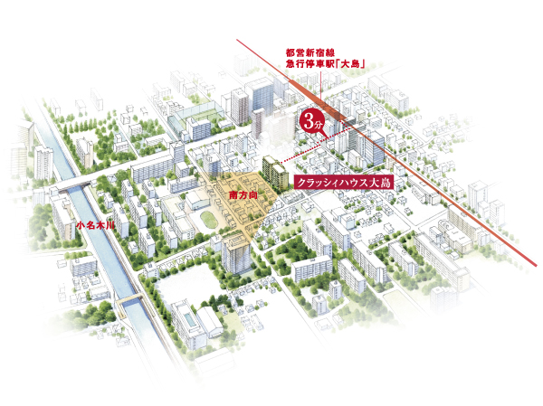 Building structure. Local peripheral image illustrations ※ Image illustration which was raised to draw based on aerial photographs, In fact a slightly different