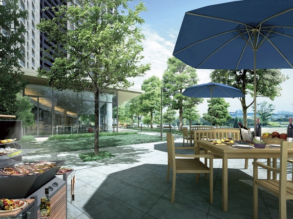 Shared building overlooking the barbecue corner over (Rendering CG)