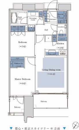 65Ae type · 2LDK + WIC + SIC footprint / 62.81 sq m balcony area / 11.34 sq m