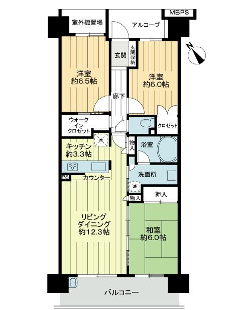 Floor plan. 3LDK, Price 39,800,000 yen, Occupied area 75.58 sq m , Balcony area 11.16 sq m