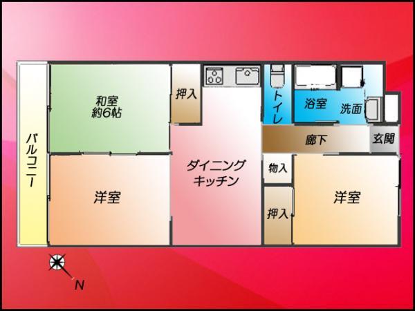 Floor plan. 3DK, Price 25,200,000 yen, Occupied area 59.36 sq m