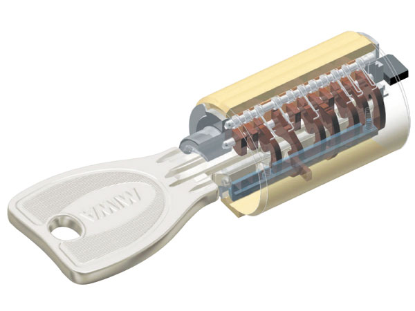Security.  [Reversible dimple key] Adoption of replication is a difficult dimple key to the front door. For the reversible type, You can open and close without selecting the orientation at the time of the key insertion. (Conceptual diagram)