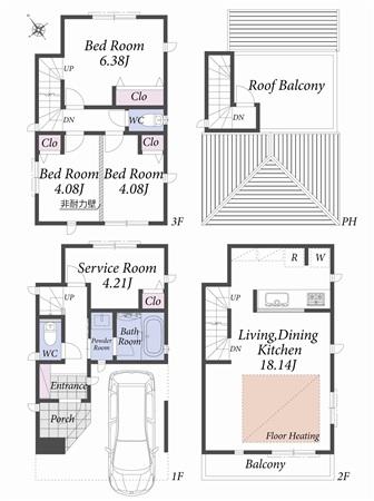 Building plan example (floor plan). Reference plan floor plan 12.5 million yen ・ 86.94 sq m ・ B Building