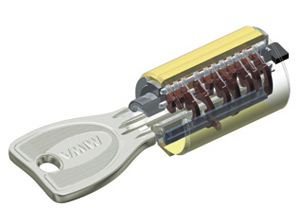 Security.  [Progressive cylinder lock] The front door lock of each dwelling unit is, We have excellent crime prevention has adopted a progressive cylinder lock feature. The key difference between the number of theoretical this key system There are 100 billion.  ※ Source: Miwarokku Co., Ltd. materials (conceptual diagram)