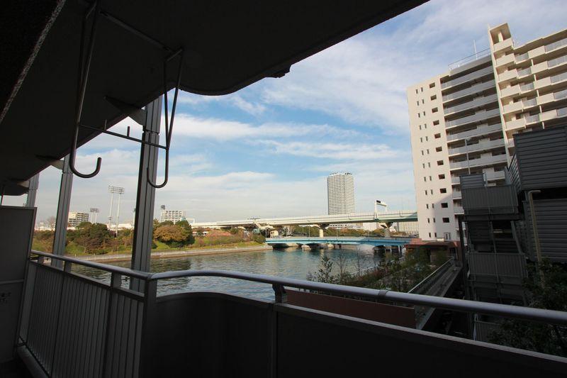 Balcony. The view from the balcony overlooking the canal