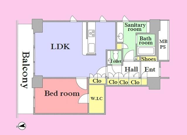 Floor plan. 1LDK, Price 45,800,000 yen, Occupied area 70.95 sq m , Balcony area 11.77 sq m