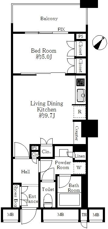 Floor plan. 1LDK, Price 35,900,000 yen, Occupied area 40.98 sq m , Balcony area 7.01 sq m floor plan